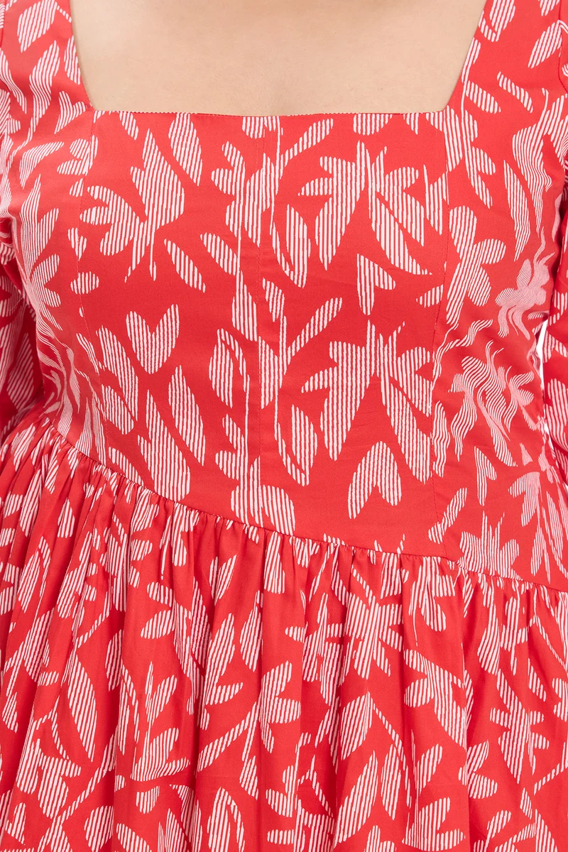 Pema|Cotton Godet Mini Dress With Puff Sleeves