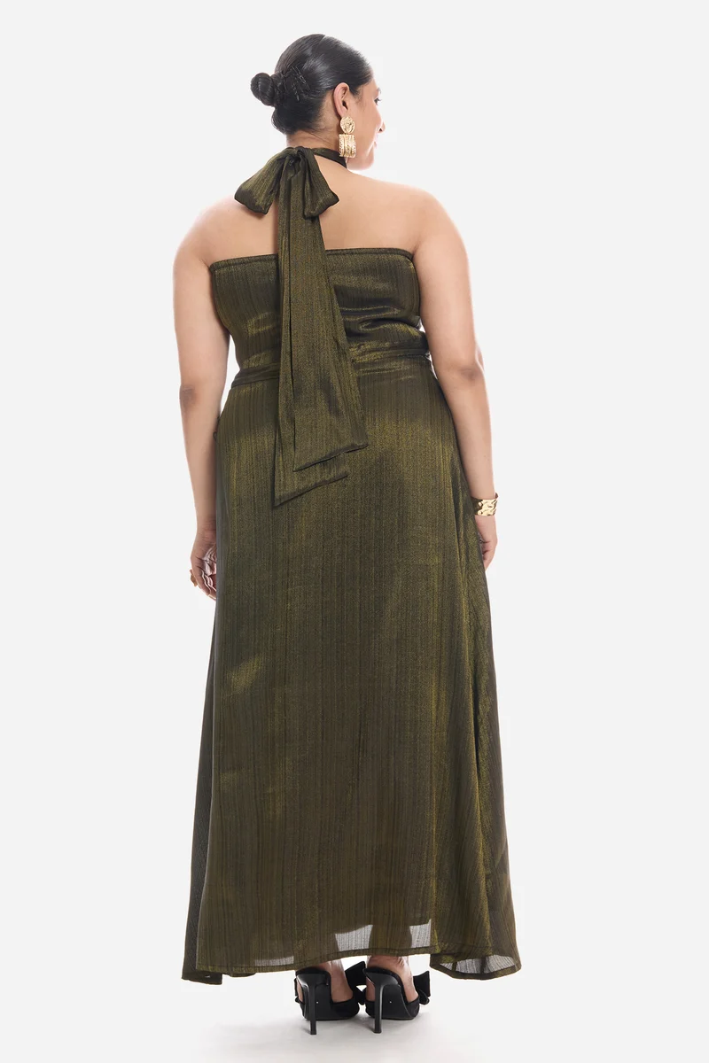 Visia|Viscose Sleeveless Halter Neck Maxi Dress