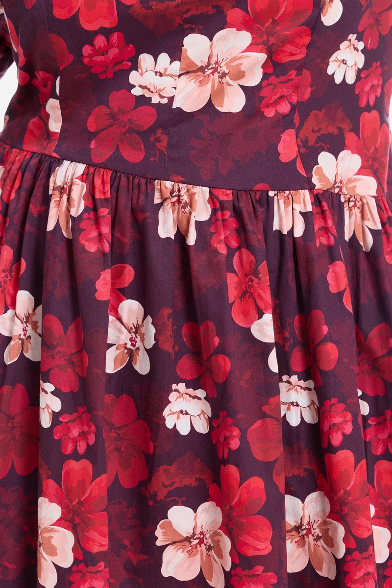 Adien|Cotton Godet Mini Dress With Puff Sleeves