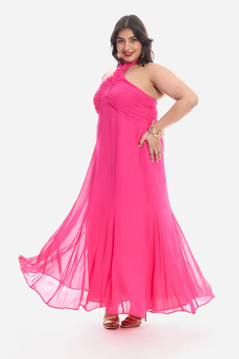 Addla|Viscose Halter Neck Maxi Dress