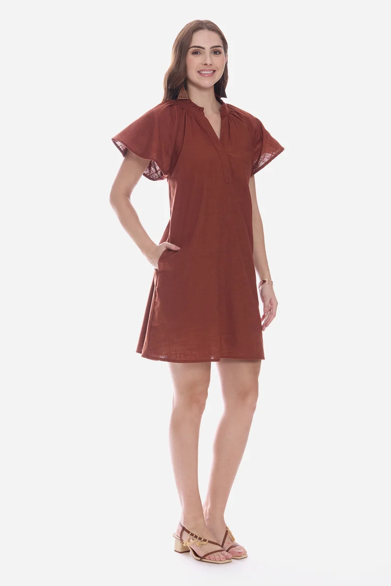 Rovy|100% Cotton Butterfly Sleeve Mini