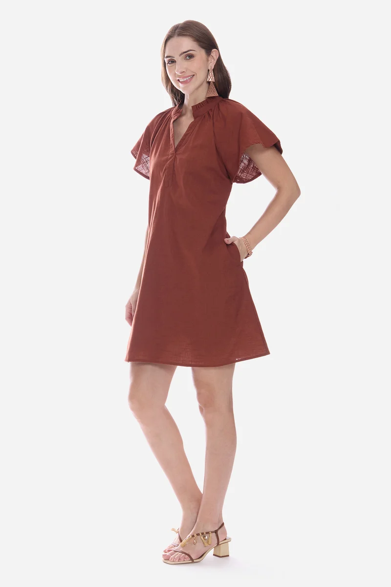 Rovy|100% Cotton Butterfly Sleeve Mini