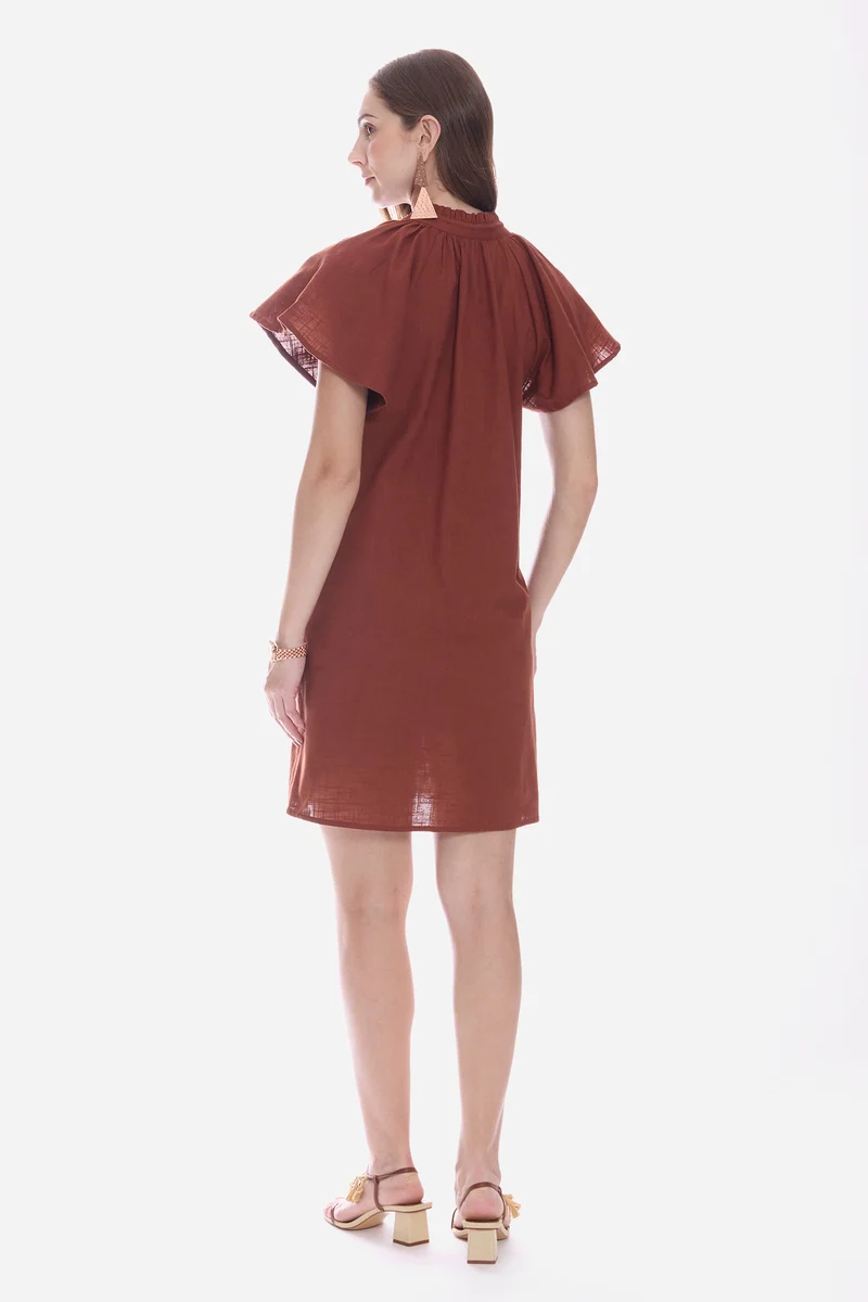 Rovy|100% Cotton Butterfly Sleeve Mini