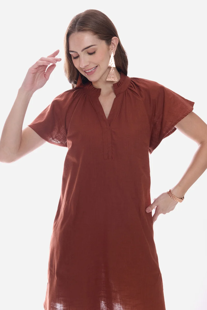Rovy|100% Cotton Butterfly Sleeve Mini