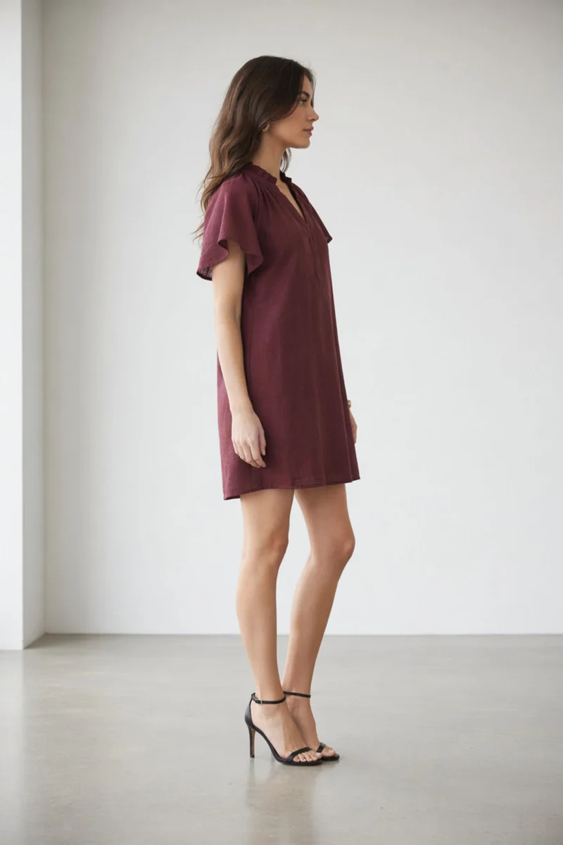 Saden|100% Cotton Butterfly Sleeve Mini