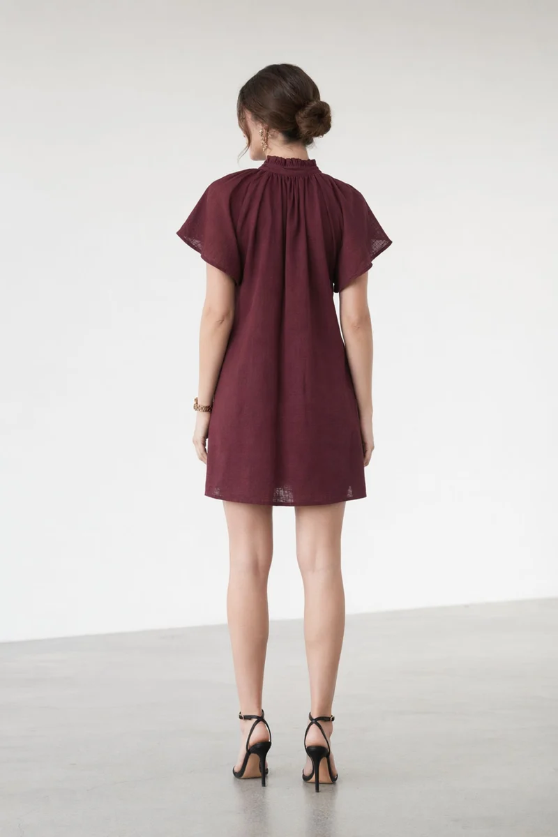 Saden|100% Cotton Butterfly Sleeve Mini