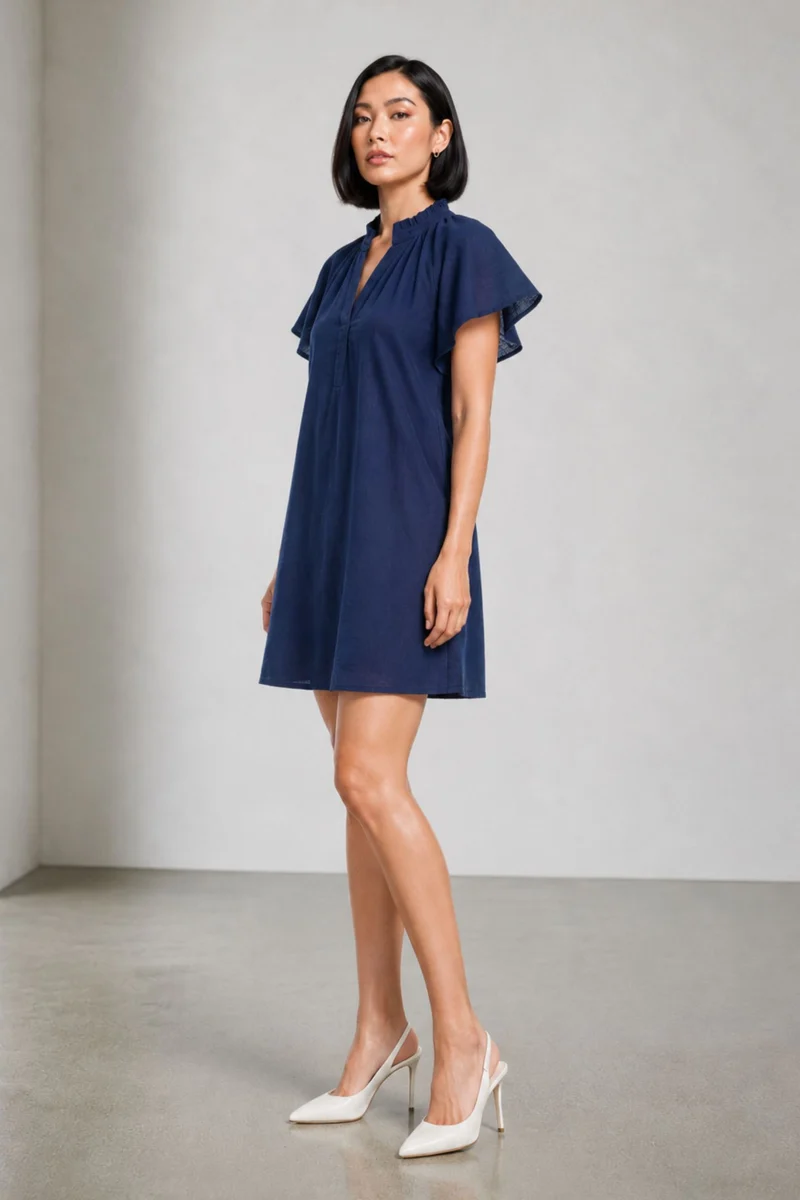 Saea|100% Cotton Butterfly Sleeve Mini