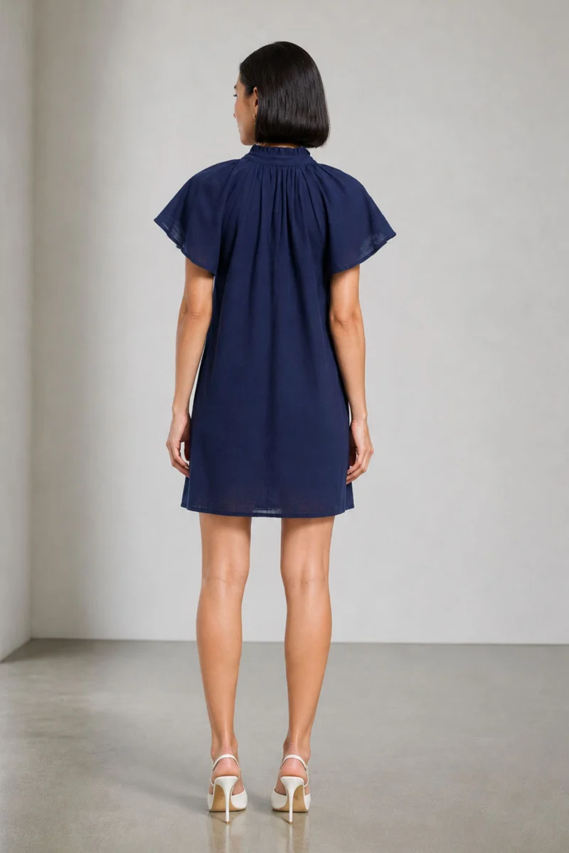 Saea|100% Cotton Butterfly Sleeve Mini