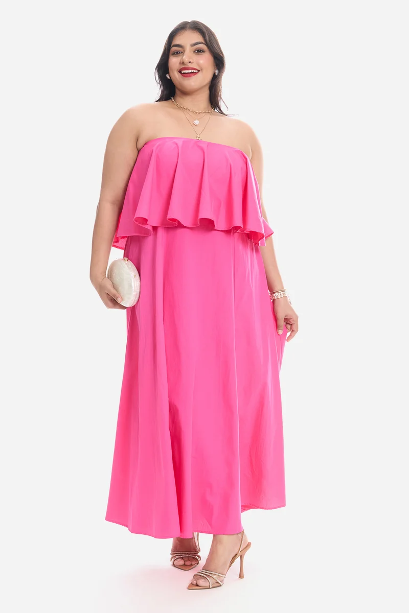 Visy|Cotton Peplum Bodice Maxi Dress