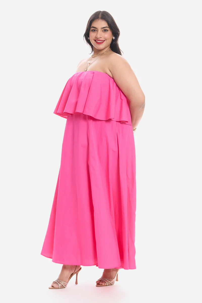 Visy|Cotton Peplum Bodice Maxi Dress