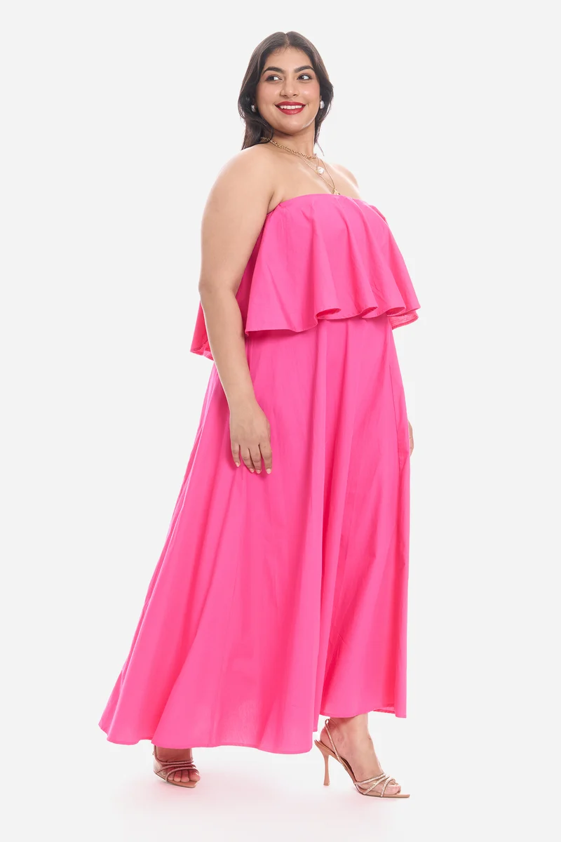 Visy|Cotton Peplum Bodice Maxi Dress