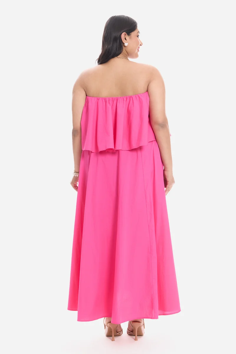 Visy|Cotton Peplum Bodice Maxi Dress