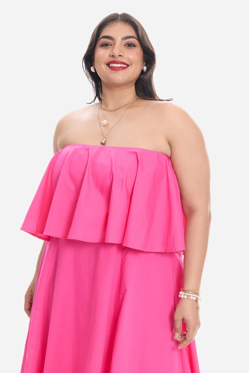 Visy|Cotton Peplum Bodice Maxi Dress
