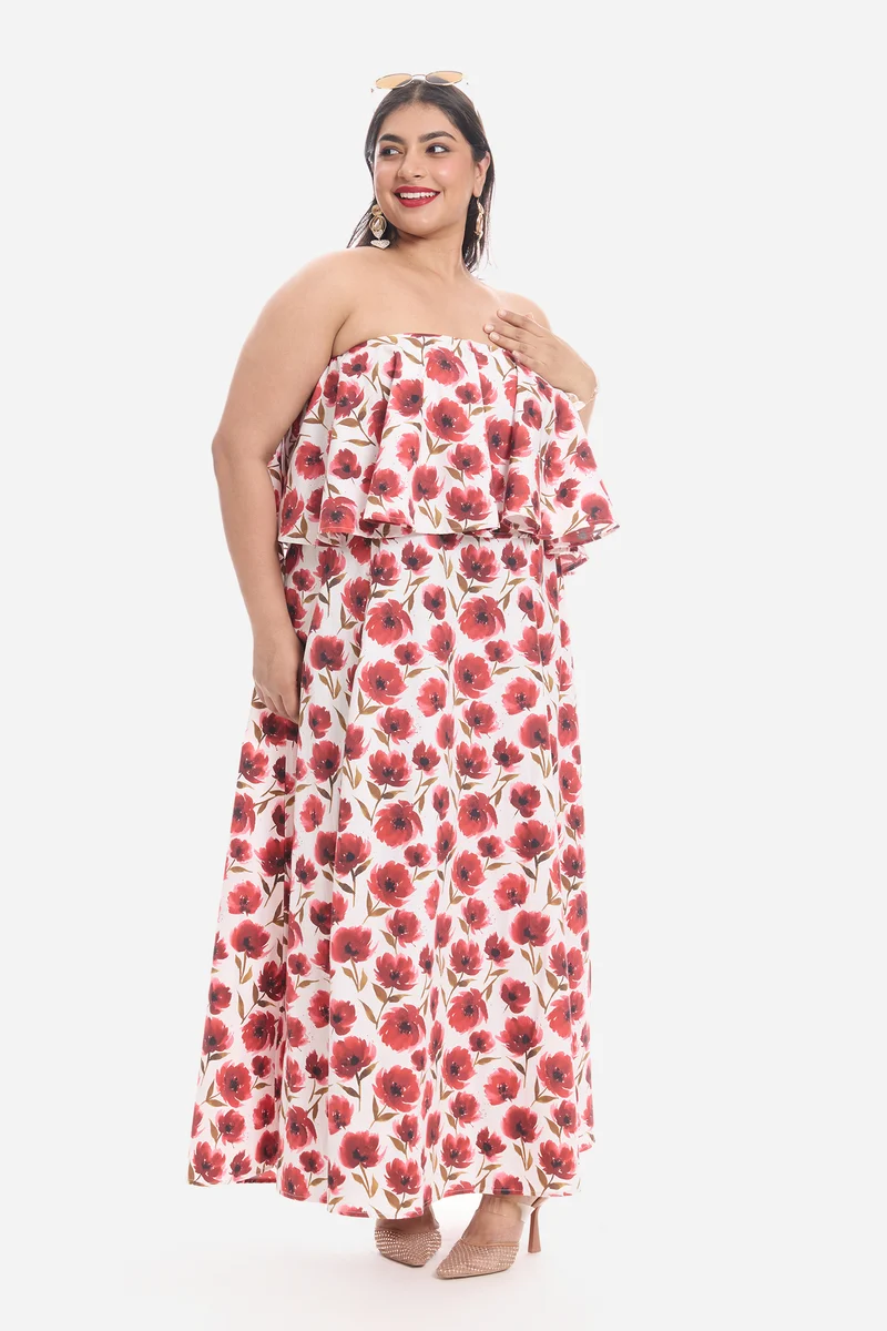 Visla|Cotton Peplum Bodice Maxi Dress