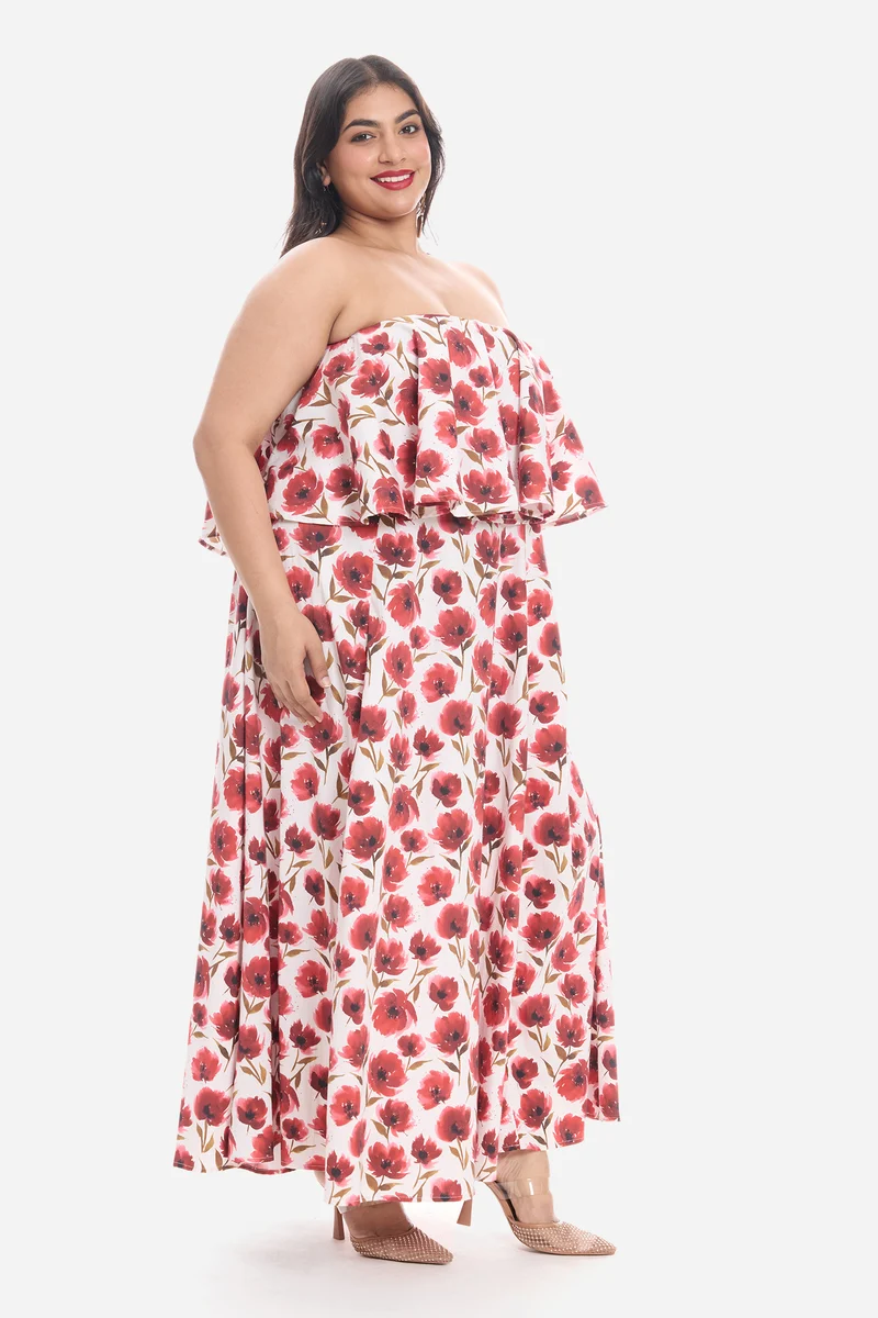 Visla|Cotton Peplum Bodice Maxi Dress