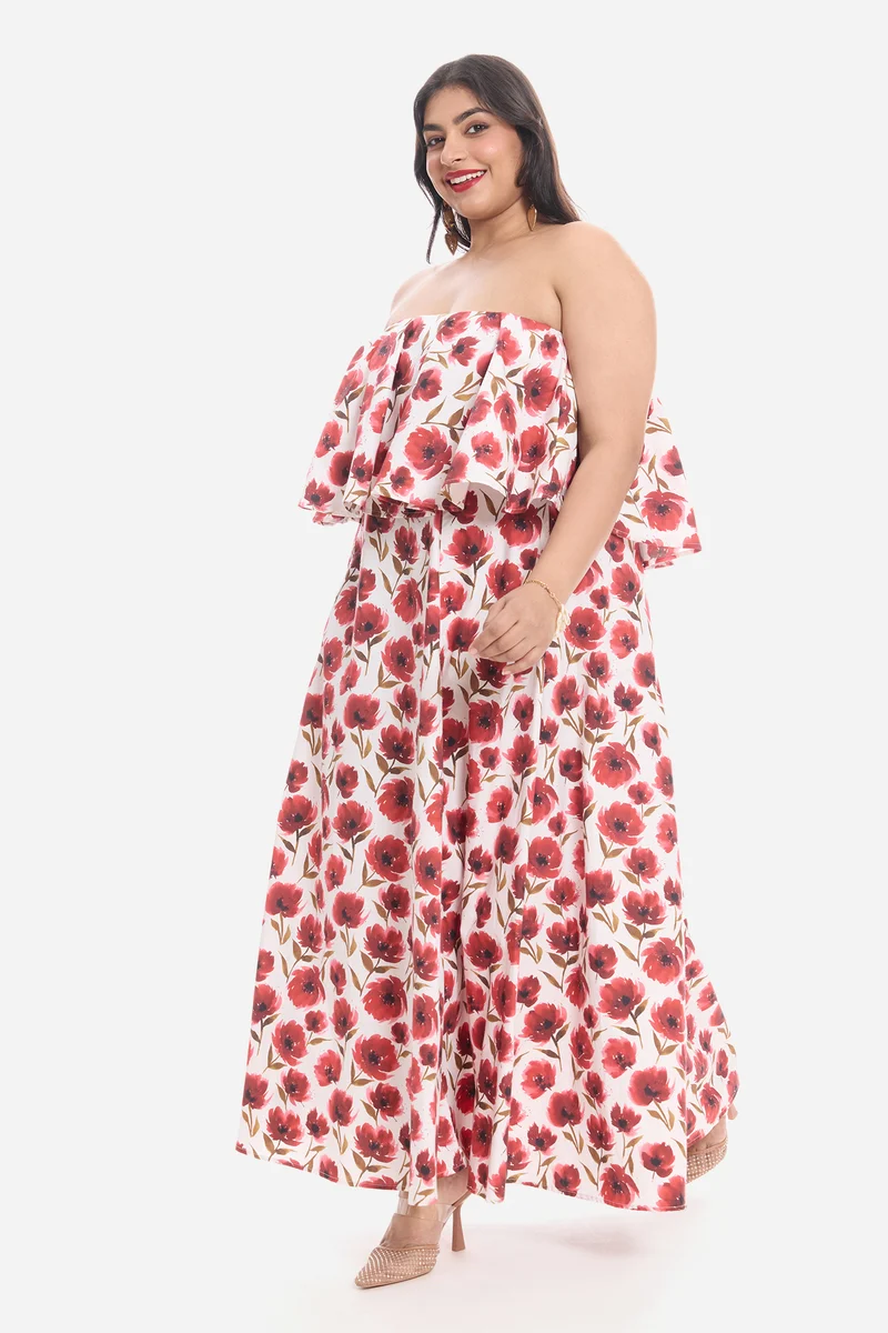 Visla|Cotton Peplum Bodice Maxi Dress