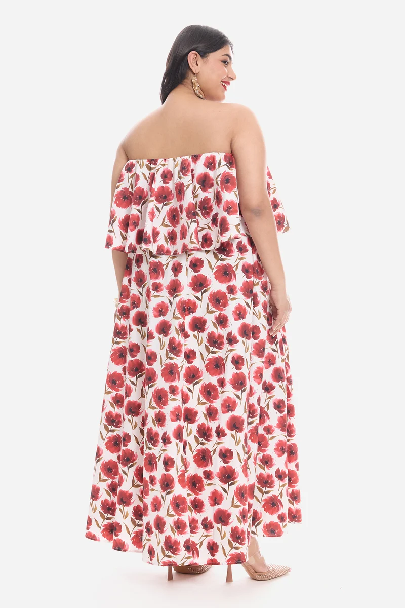 Visla|Cotton Peplum Bodice Maxi Dress