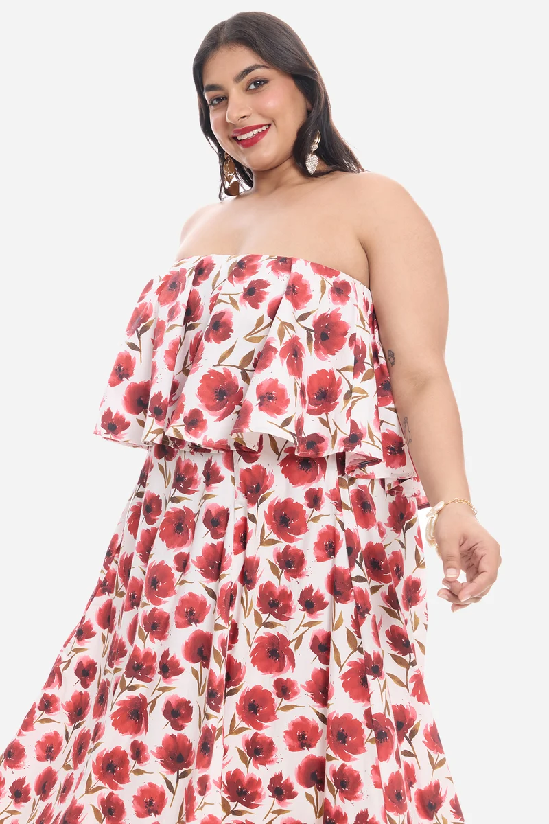 Visla|Cotton Peplum Bodice Maxi Dress
