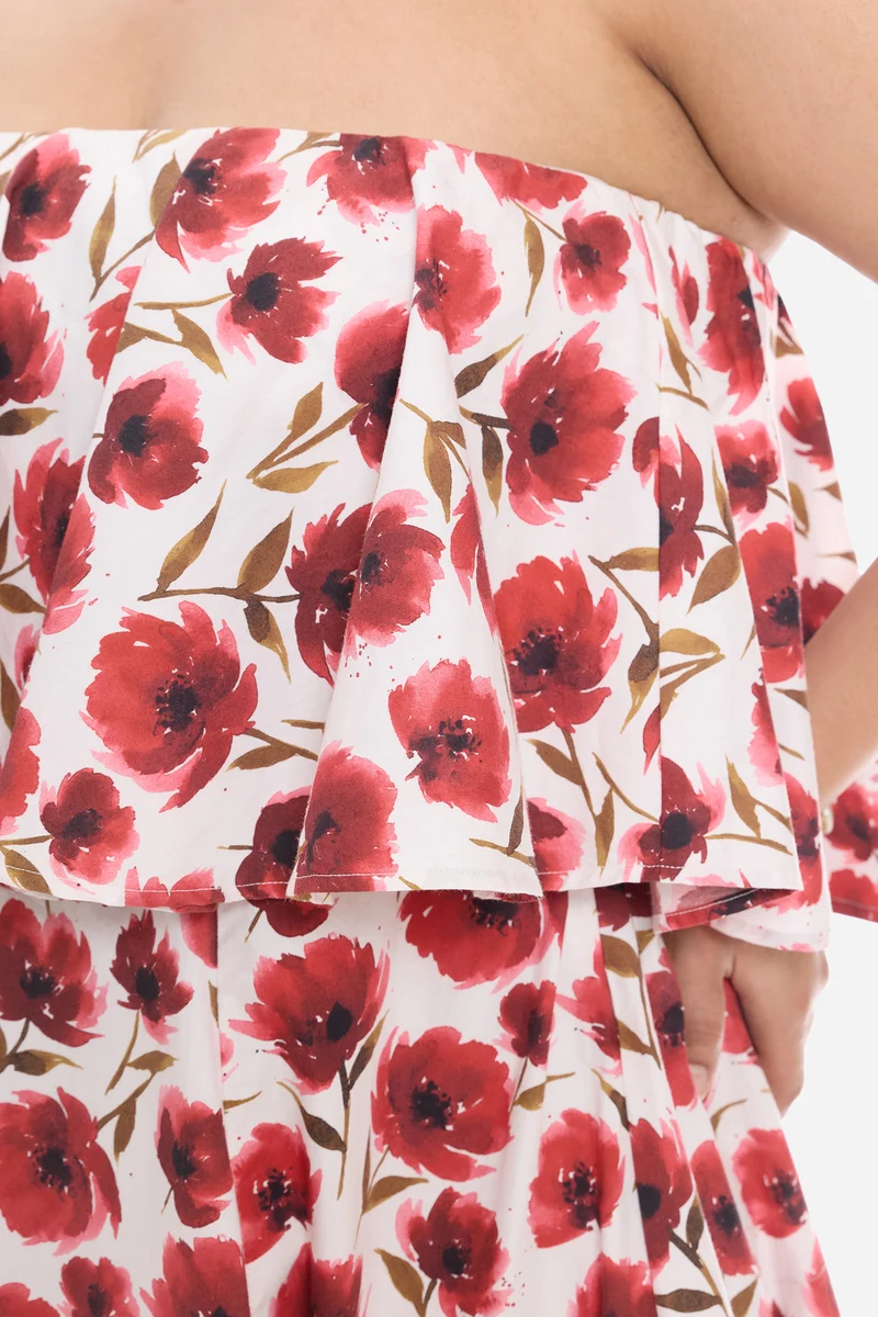 Visla|Cotton Peplum Bodice Maxi Dress