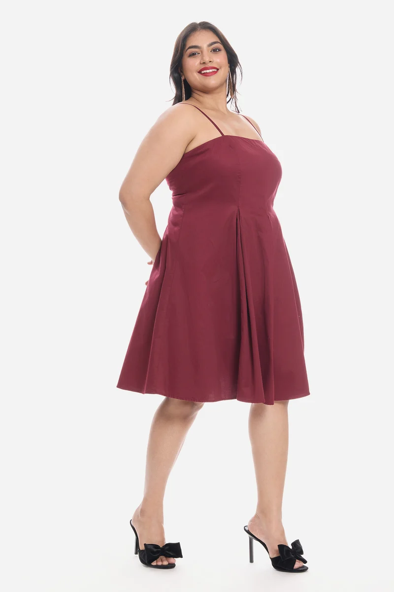 Vivah|Cotton Strappy Panelled Midi Dress