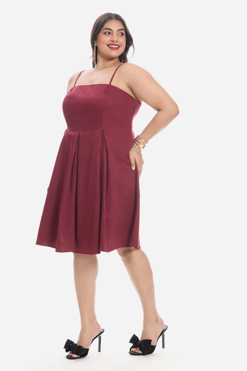Vivah|Cotton Strappy Panelled Midi Dress