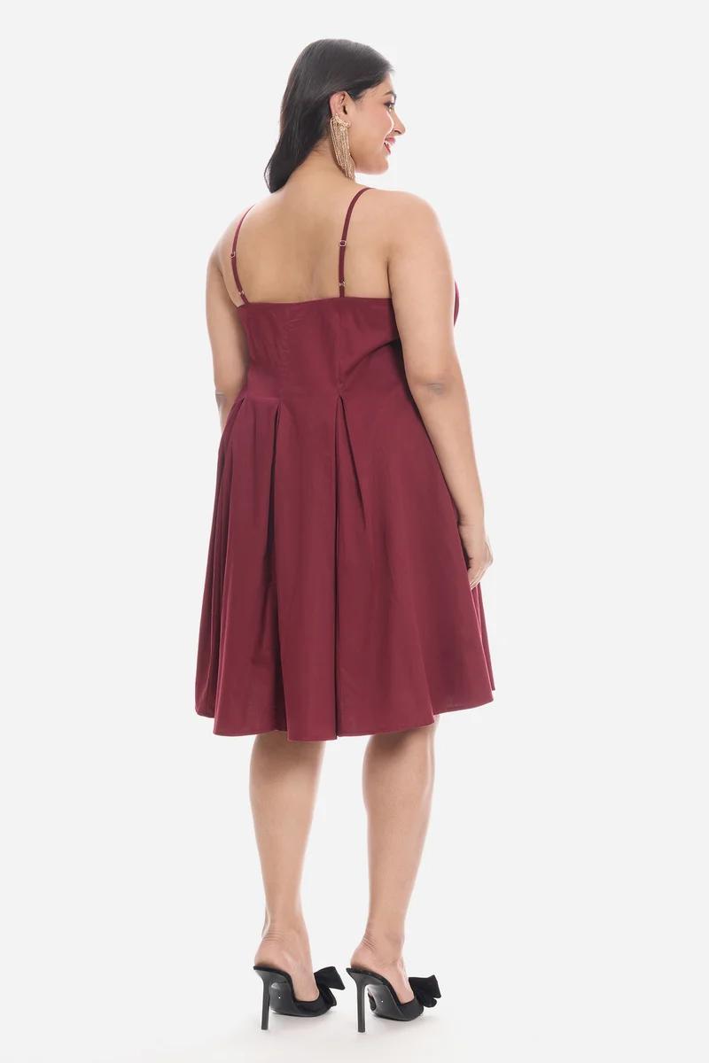 Vivah|Cotton Strappy Panelled Midi Dress