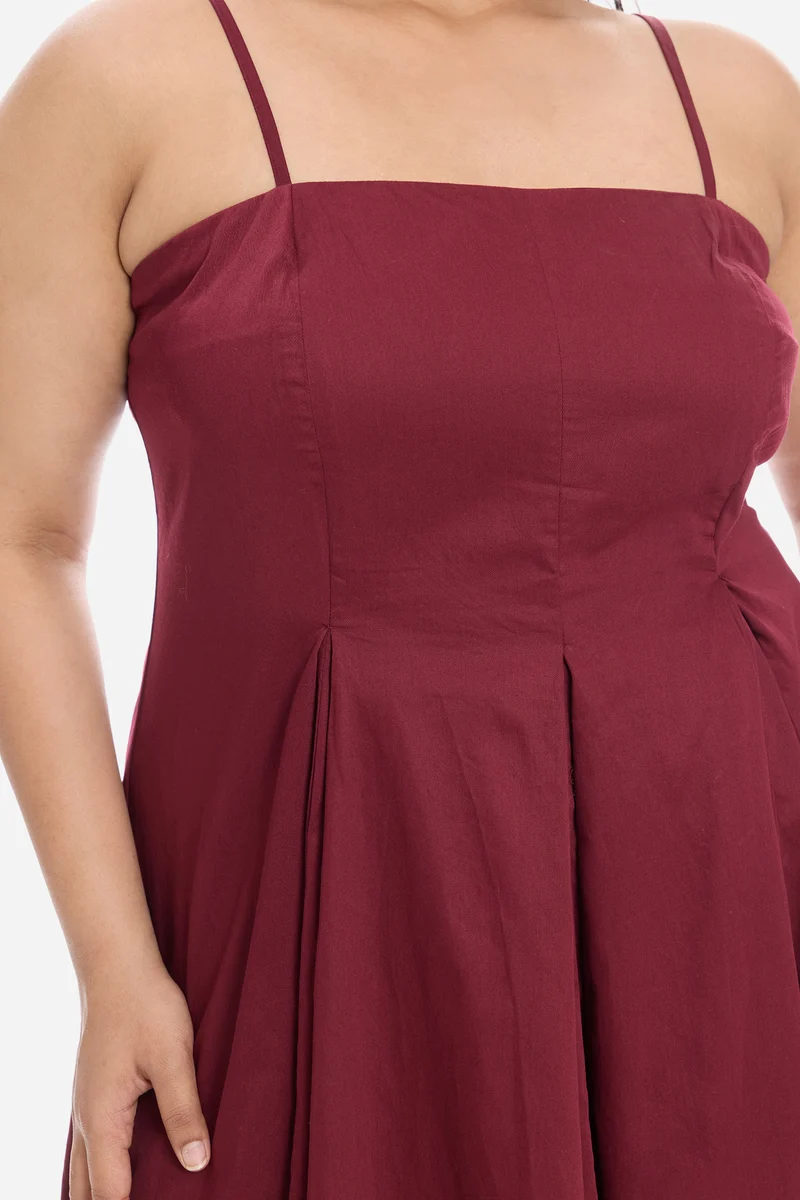 Vivah|Cotton Strappy Panelled Midi Dress