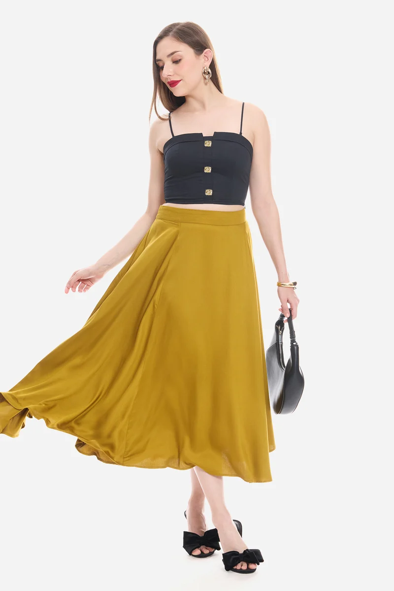 Somah|100% Cotton Satin Tube Top with Detachable Strip And Gold Buttons
