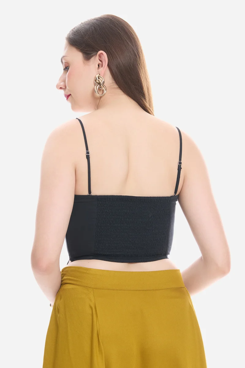 Somah|100% Cotton Satin Tube Top with Detachable Strip And Gold Buttons