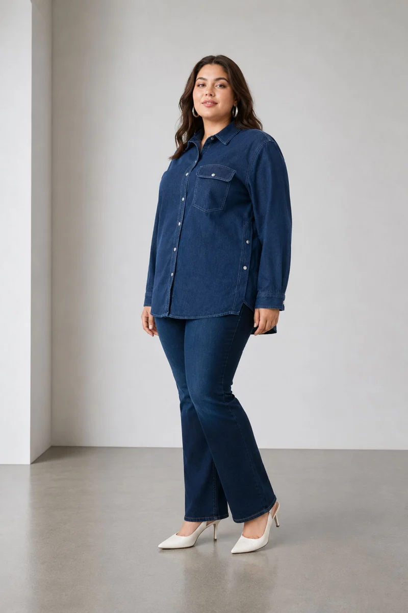 Vilah|Cotton Shirt With Side Seam Detail