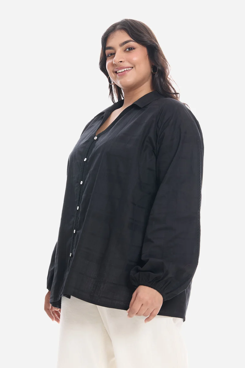 Sotis|Cotton Lace Embellished Shirt