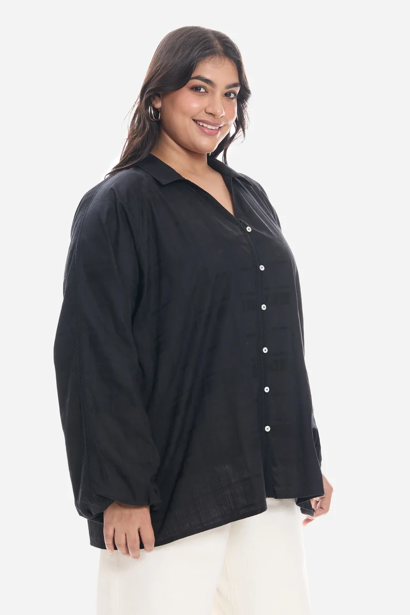 Sotis|Cotton Lace Embellished Shirt