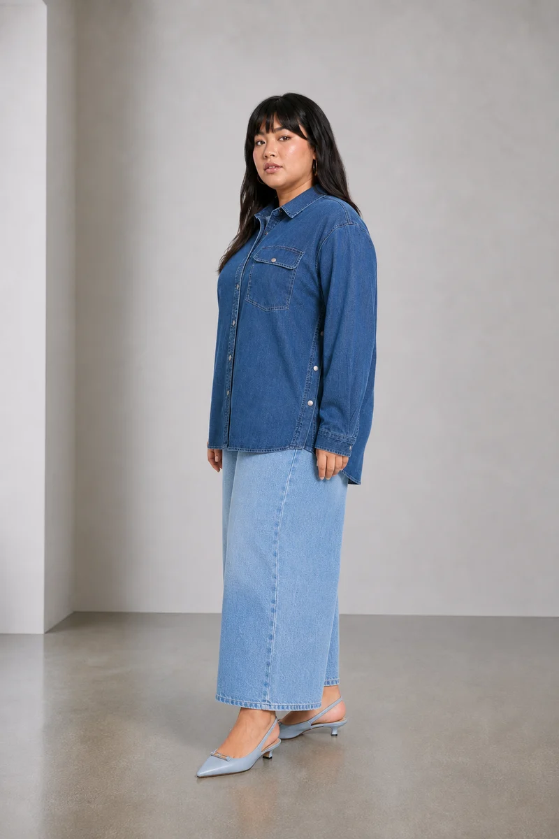 Vilel|Cotton Shirt With Side Seam Detail
