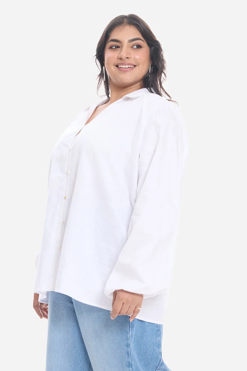 Sotia|Cotton Lace Embellished Shirt