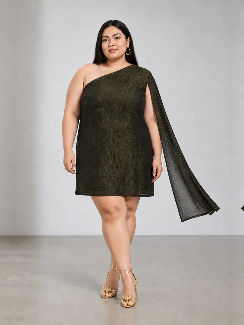Visen|Viscose One Shoulder Sheath Dress