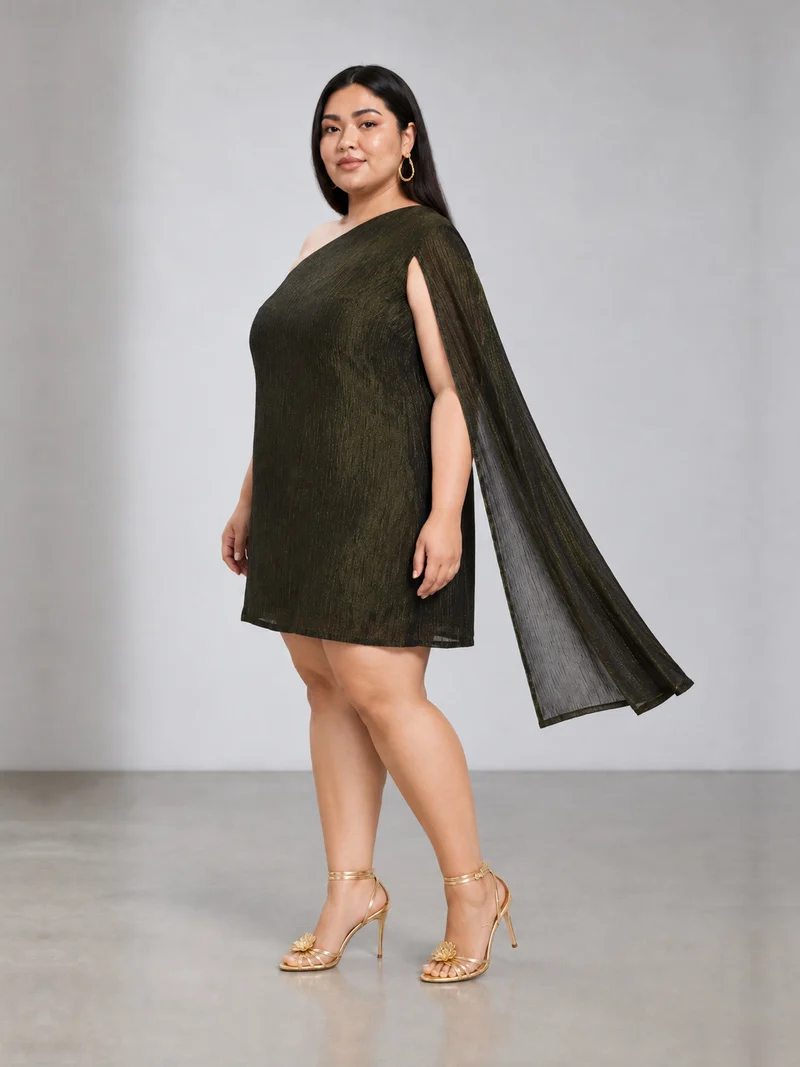 Visen|Viscose One Shoulder Sheath Dress