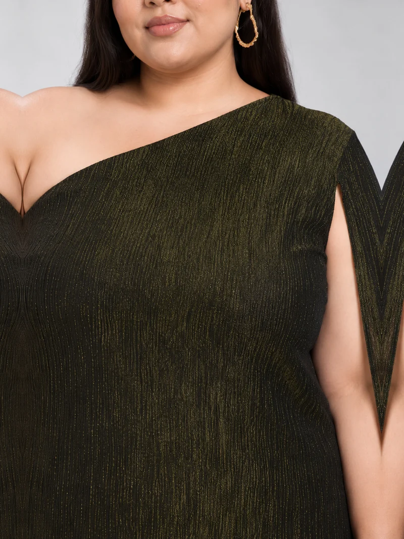 Visen|Viscose One Shoulder Sheath Dress