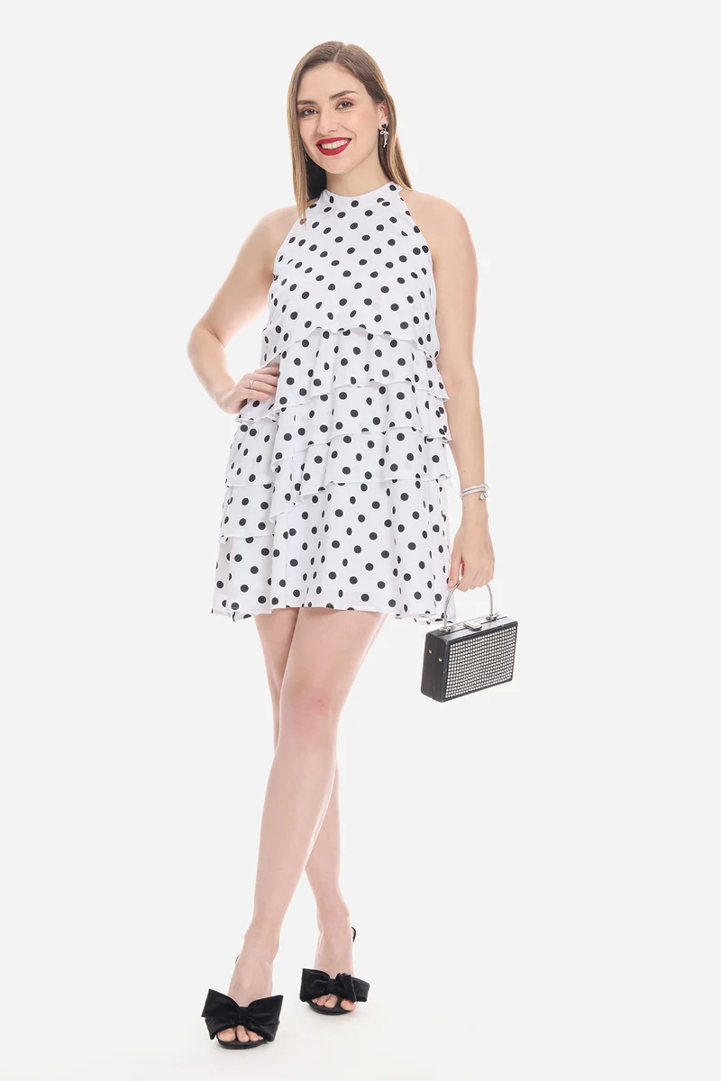 Saoy|100% Viscose A Line Tiered Dress