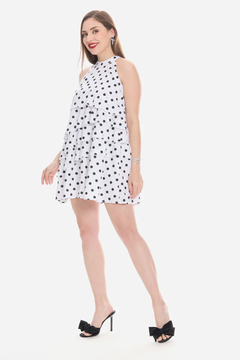 Saoy|100% Viscose A Line Tiered Dress