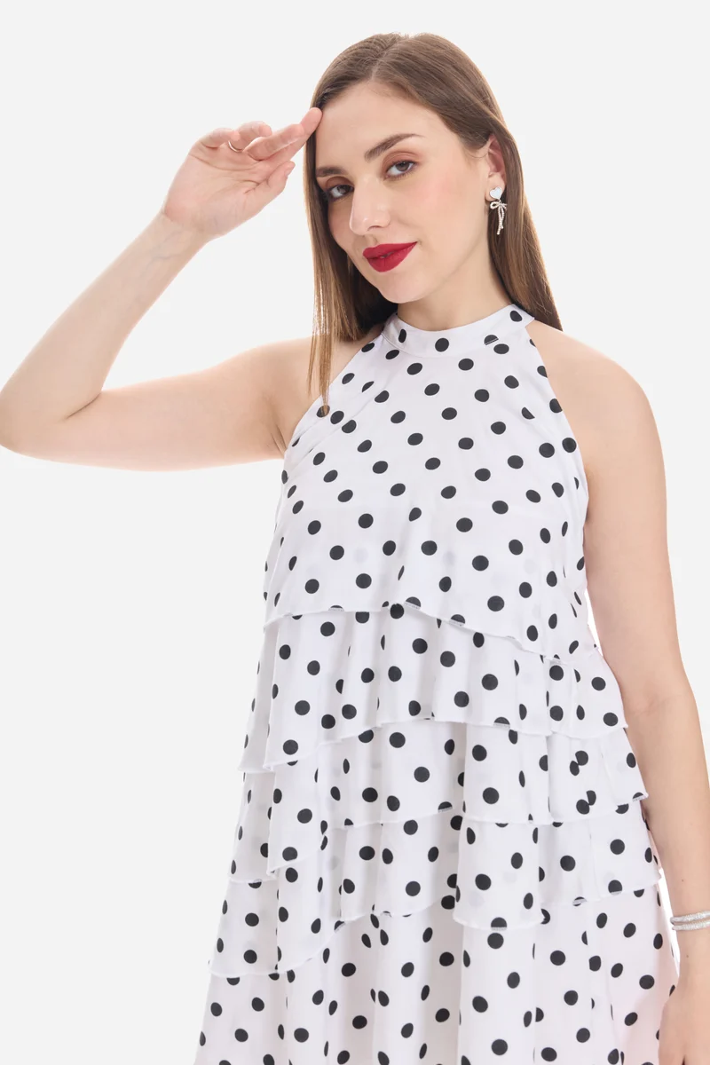 Saoy|100% Viscose A Line Tiered Dress