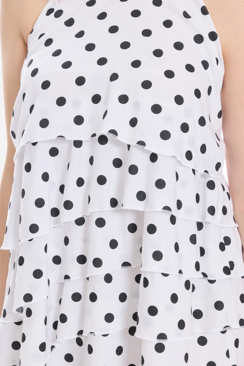 Saoy|100% Viscose A Line Tiered Dress