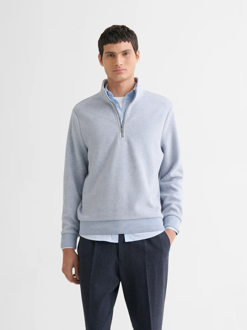 Sweat col montant zippé chiné