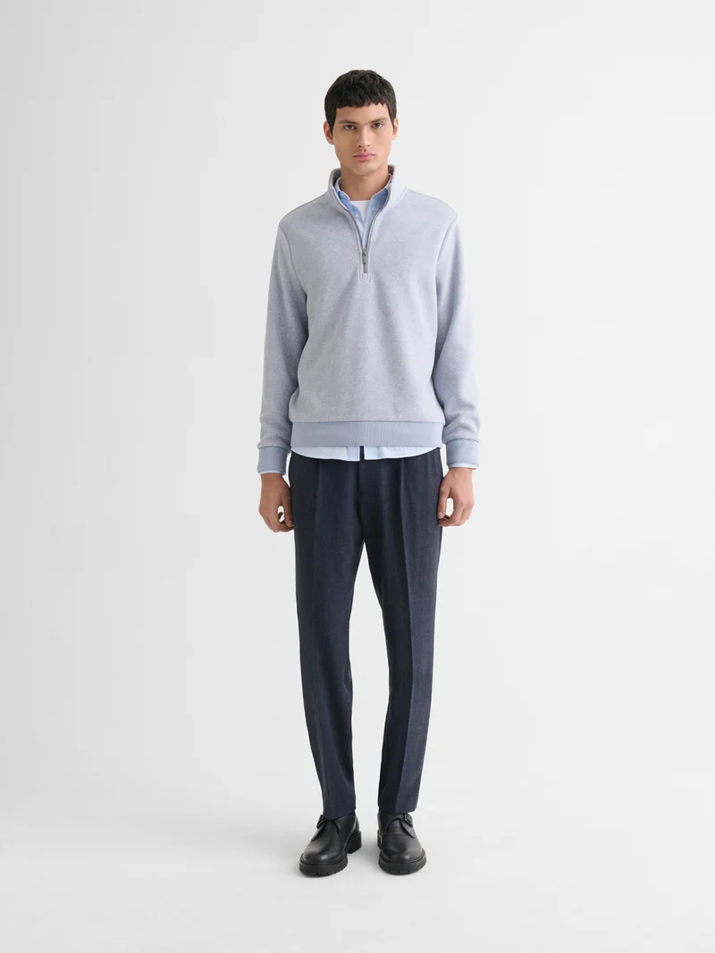 Sweat col montant zippé chiné