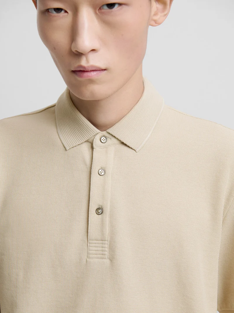 Polo col boutonné gauffré