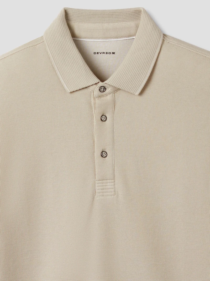 Polo col boutonné gauffré