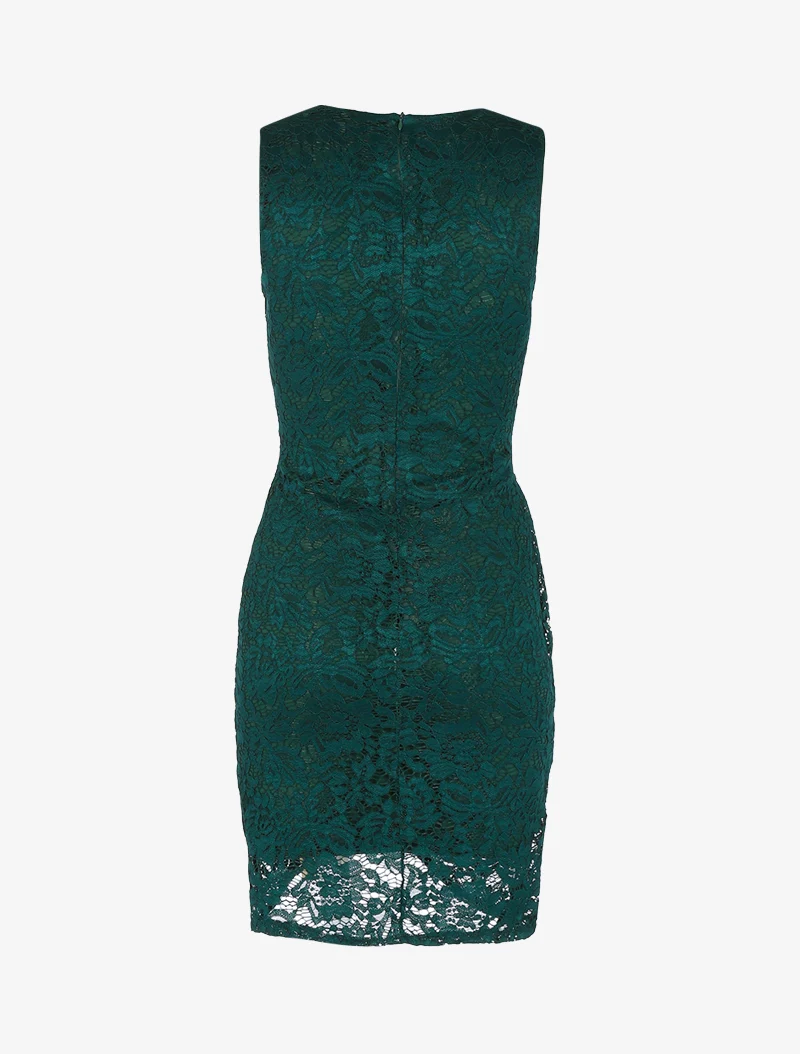 Robe tulipe en dentelle - Vert émeraude