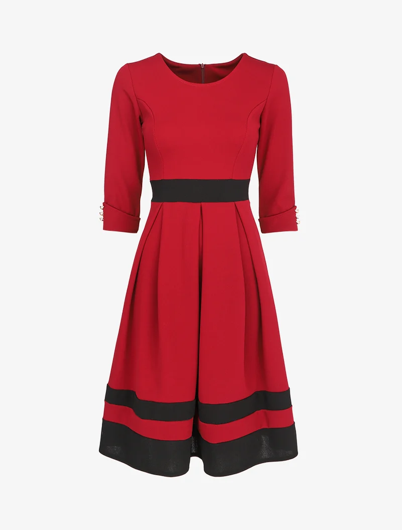 Robe patineuse à bandes contrastantes - Lie de vin