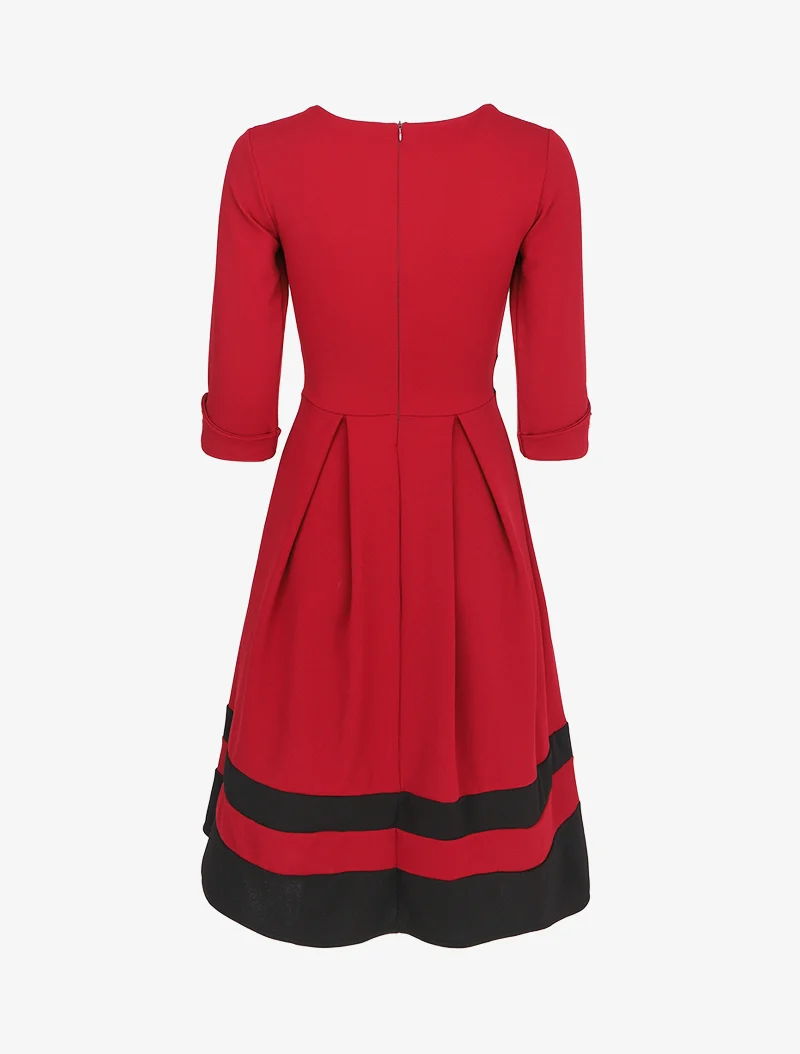 Robe patineuse à bandes contrastantes - Lie de vin