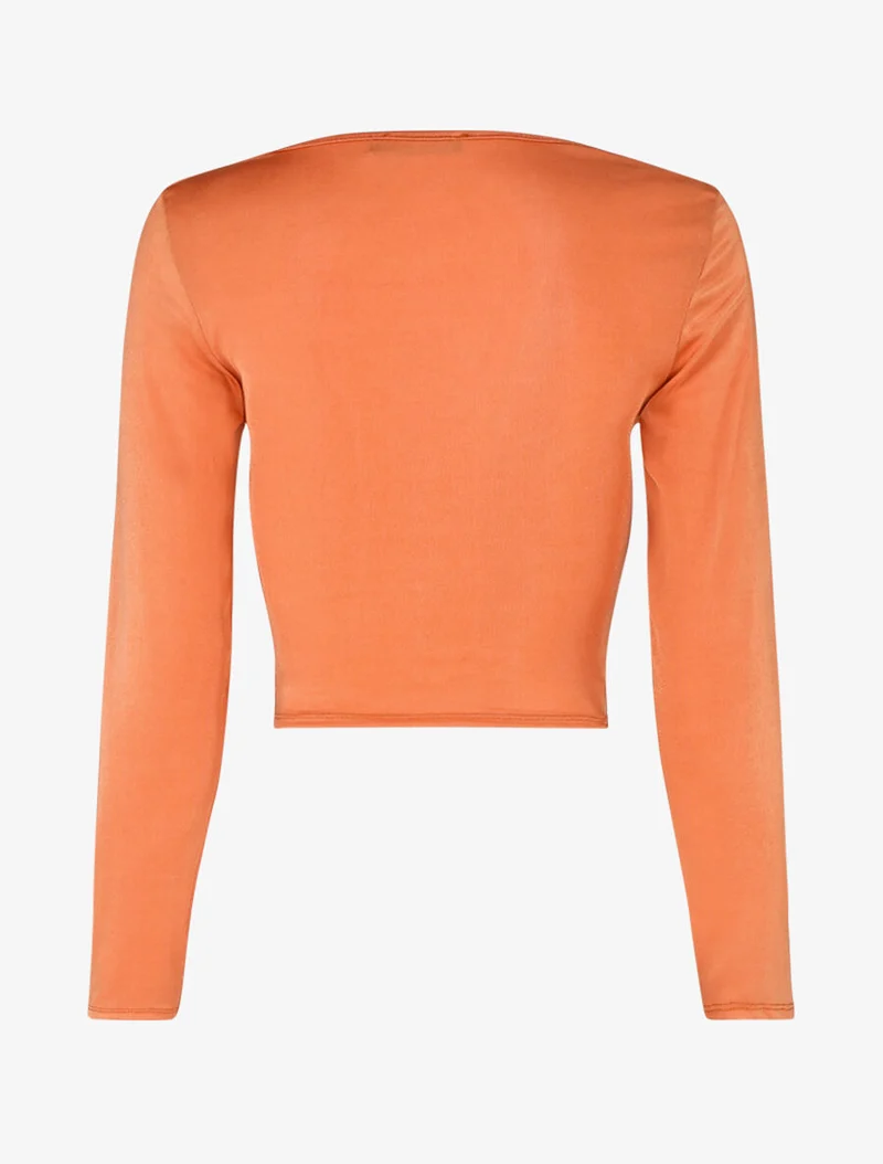 Crop top satiné à cordon de serrage - Orange