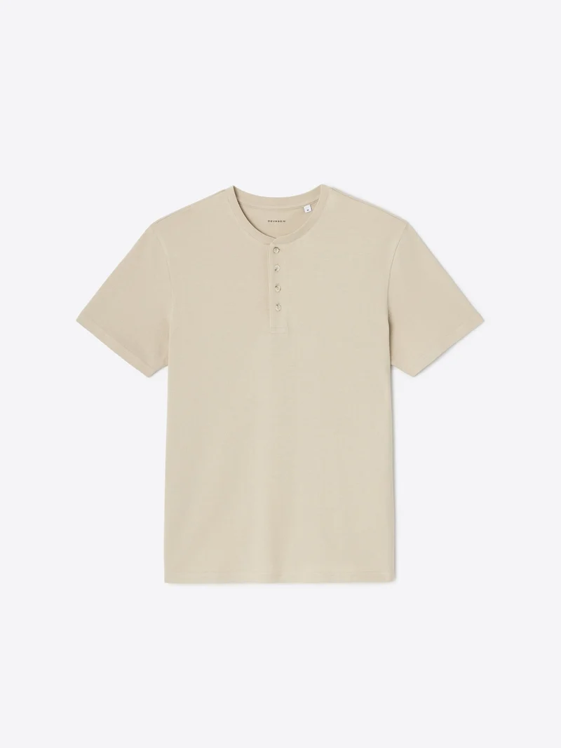 T-shirt col tunisien en coton